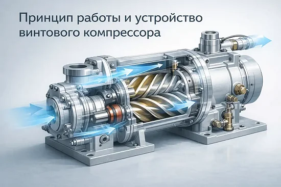 Принцип работы винтового компрессора и его устройство