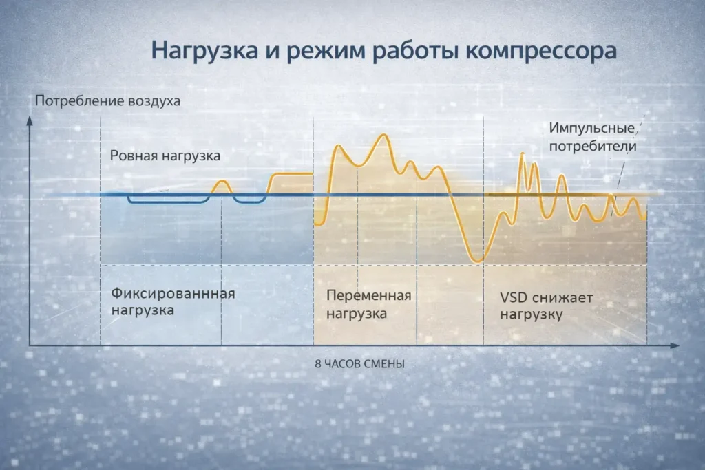 как выбрать винтовой компрессор - режимы работы